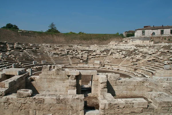 Larissa Grèce Septembre 2011 Amphithéâtre Antique Dans Zone Archéologique Larissa — Photo