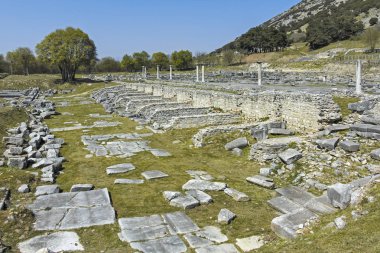 Panoramic view of Ancient Ruins at archaeological area of Philippi, Eastern Macedonia and Thrace, Greece clipart