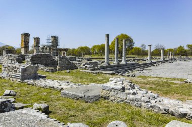 Philippi, Doğu Makedonya ve Trakya arkeolojik alanda Antik Kalıntılar Panoramik görünümü, Yunanistan