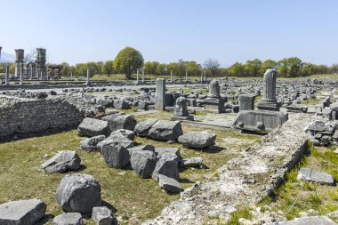 Philippi, Doğu Makedonya ve Trakya arkeolojik alanda Antik Kalıntılar Panoramik görünümü, Yunanistan