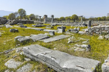 Philippi, Doğu Makedonya ve Trakya arkeolojik alanda Antik Kalıntılar Panoramik görünümü, Yunanistan