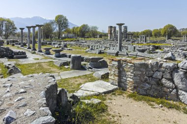Philippi, Doğu Makedonya ve Trakya arkeolojik alanda Antik Kalıntılar Panoramik görünümü, Yunanistan