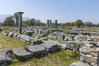 Philippi, Doğu Makedonya ve Trakya arkeolojik alanda Antik Kalıntılar Panoramik görünümü, Yunanistan