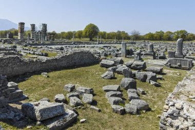 Philippi, Doğu Makedonya ve Trakya arkeolojik alanda Antik Kalıntılar Panoramik görünümü, Yunanistan