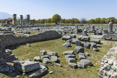 Philippi, Doğu Makedonya ve Trakya arkeolojik alanda Antik Kalıntılar Panoramik görünümü, Yunanistan