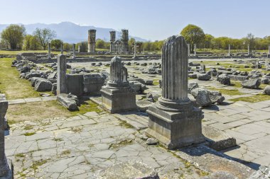 Philippi, Doğu Makedonya ve Trakya arkeolojik alanda Antik Kalıntılar Panoramik görünümü, Yunanistan