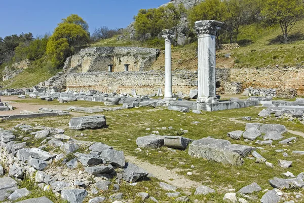 빌립보 마케도니아 트라키아 그리스의 고고학 지역에서 유적의 파노라마 — 스톡 사진