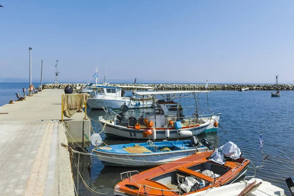 Nea Fokea Kassandra Greece Марта 2019 Года Панорама Города Неа — стоковое фото