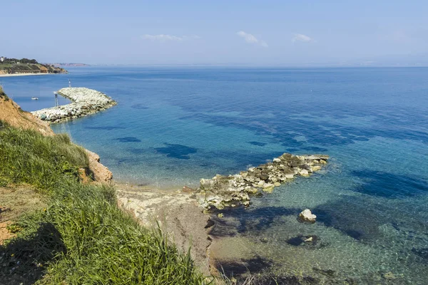 Seascape Coastline Town Nea Fokea Kassandra Chalkidiki Central Macedonia Greece — Stock fotografie