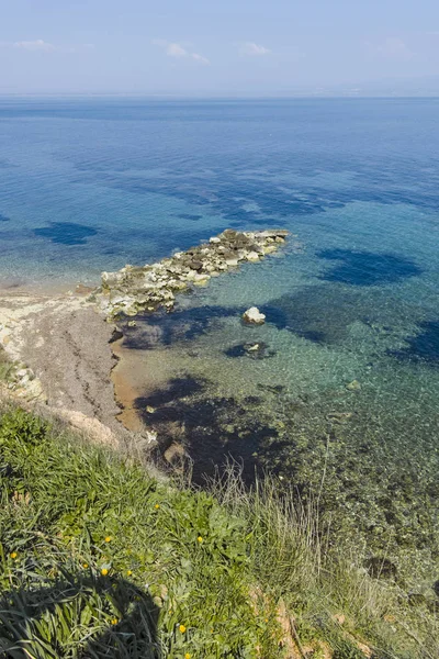 Θαλασσογραφία Της Ακτογραμμής Της Πόλης Νέα Φωκέα Κασσάνδρα Χαλκιδική Μακεδονία — Φωτογραφία Αρχείου