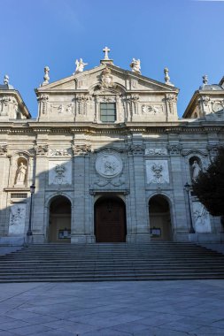 Madrid, İspanya - 24 Ocak 2018: Şaşırtıcı sabah görünümü, bucak, Santa Barbara şehir Madrid, İspanya