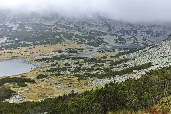 Krajina Mlha Nad Musalenski Jezera Rilského Pohoří Bulharsko — Stock fotografie