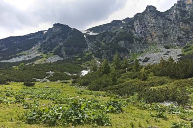 Malyovitsa zirvesi ve Malyoviska nehri yakınındaki manzara, Rila Dağı, Bulgaristan