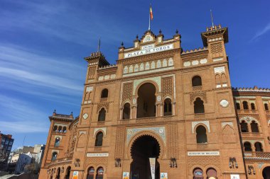 Madrid, İspanya - 24 Ocak 2018: Las Ventas Bullring (Plaza de Toros de Las Ventas) Plaza de torros şehir Madrid, İspanya yer alan