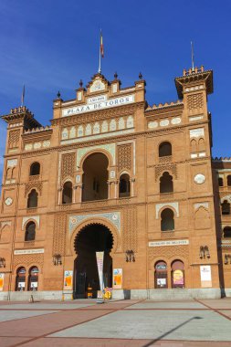 Madrid, İspanya - 24 Ocak 2018: Las Ventas Bullring (Plaza de Toros de Las Ventas) Plaza de torros şehir Madrid, İspanya yer alan