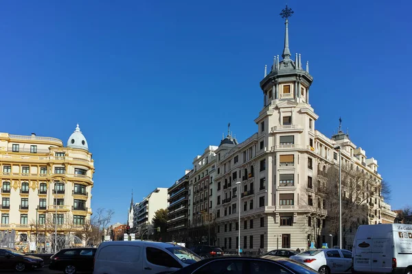 Madrid Spain January 2018 Facade Typical Buildings Streets City Madrid — Stock Photo, Image