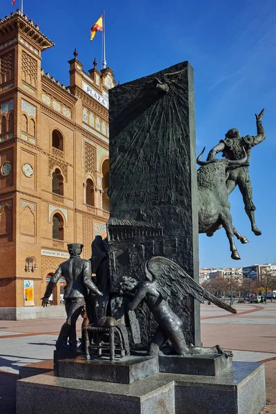 Madrid Spanje Januari 2018 Standbeeld Voor Stierenarena Las Ventas Plaza — Stockfoto