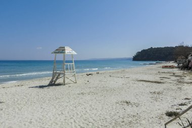 Kallithea tatil plajı panoramik görünümü, Chalkidiki, Gree