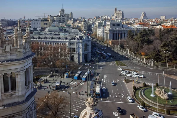 Panorama över staden Madrid från Cybele Palace — Stockfoto