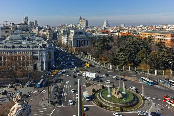 Panorama över staden Madrid från Cybele Palace — Stockfoto