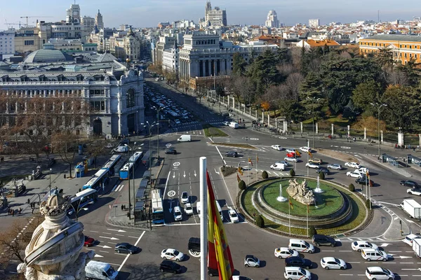Panorama över staden Madrid från Cybele Palace — Stockfoto