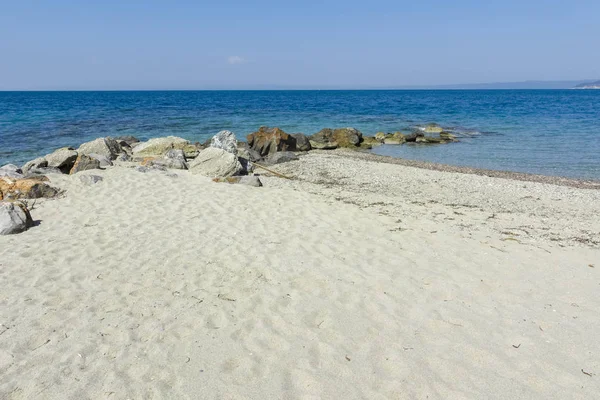 Pláž laguny na poloostrově Kassandra, Chalkidiki, Řecko — Stock fotografie