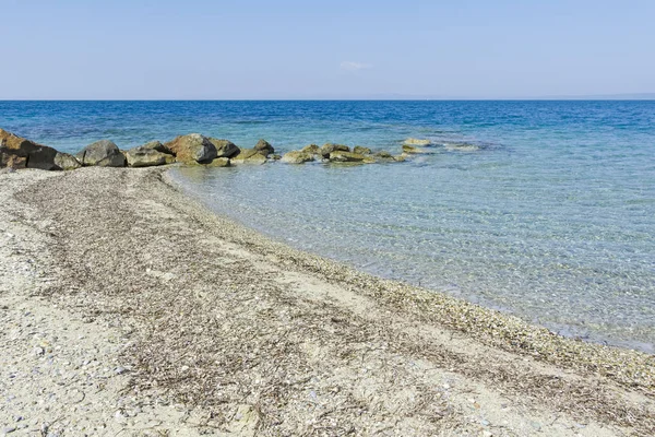 Pláž laguny na poloostrově Kassandra, Chalkidiki, Řecko — Stock fotografie