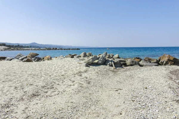 Pláž laguny na poloostrově Kassandra, Chalkidiki, Řecko — Stock fotografie