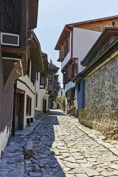 Plovdiv şehrinin eski şehrinde on dokuzuncu yüzyıl evleri, Bulgar — Stok fotoğraf