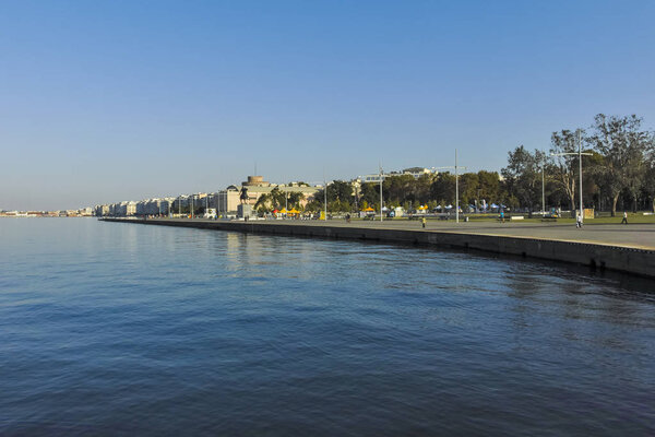 Panorama of embankment of city of Thessaloniki, Greece