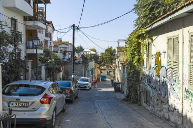 Yunanistan 'ın Selanik kentindeki Ano Poli kentinde tipik bir bina