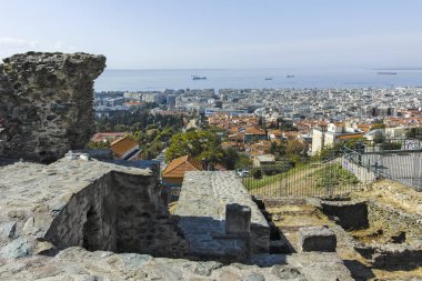 Yunanistan 'ın Selanik antik tahkimatı ve manzarası