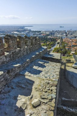 Yunanistan 'ın Selanik antik tahkimatı ve manzarası