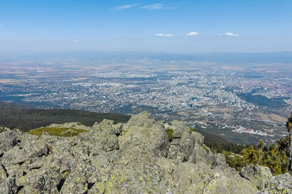 Vista Panorámica Ciudad Sofía Desde Kamen Del Peak Montaña Vitosha — Foto de Stock