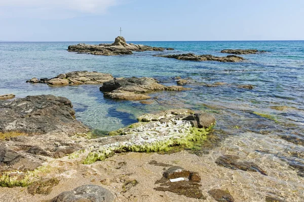 Plage Mer Égée Près Kavala Macédoine Orientale Thrace Grèce — Photo