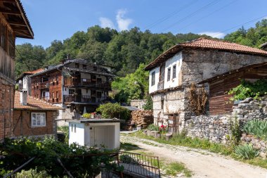 19. yüzyıldan kalma otantik evleri olan Delchevo köyü, Blagoevgrad bölgesi, Bulgaristan