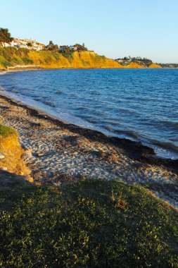 Nea Poteidaia kasabası kıyı şeridi, Kassandra, Chalkidiki, Orta Makedonya, Yunanistan