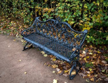 Sonbahar Parkı 'nda mavi metal bank