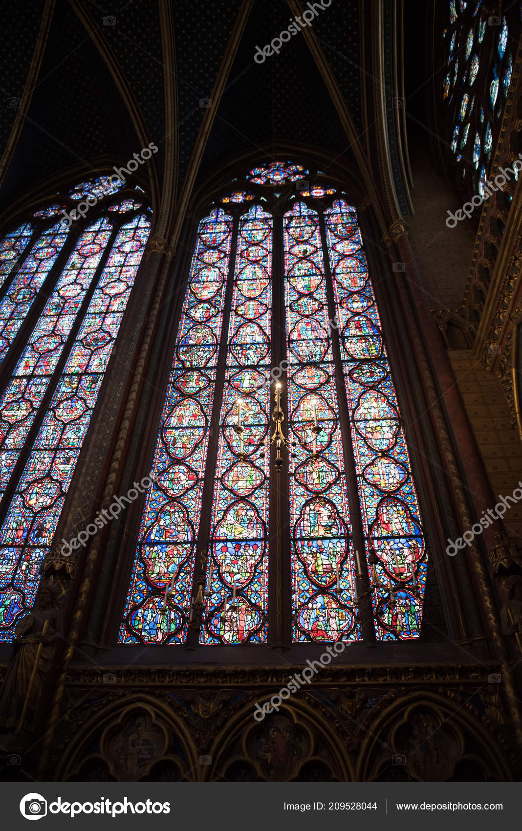 Beautiful Interior Sainte Chapelle Paris Stock Photo