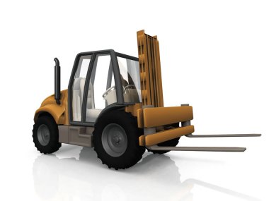 beyaz zemin üzerine gölge ile forklift