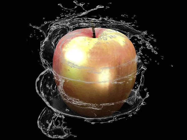 Μήλα Και Ψεκασμό Νερού — Φωτογραφία Αρχείου