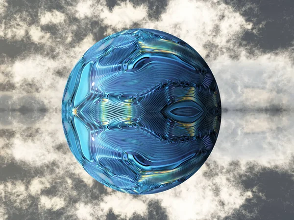 Мяч с голубой металлической текстурой — стоковое фото