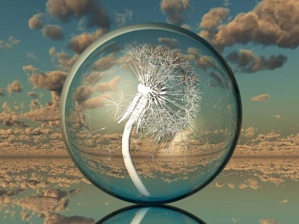 ガラスの泡のタンポポ — ストック写真