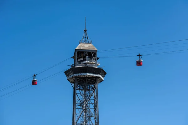 Téléphérique Barcelone Sur Ciel Bleu — Photo