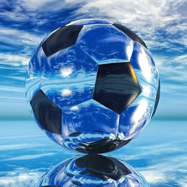 Reflexões Uma Bola Futebol — Fotografia de Stock