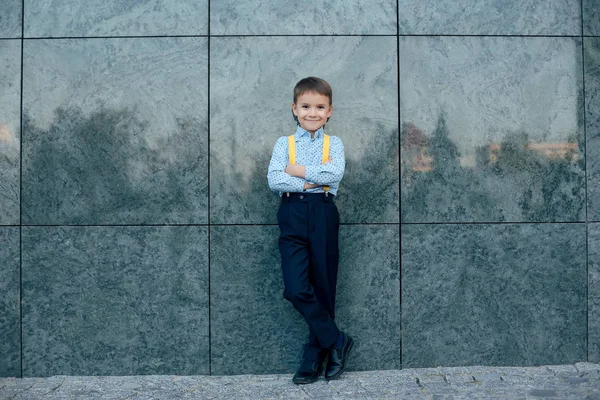 Full length portrait boy with cross hands — Stok Foto