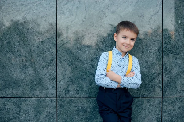 Full length portrait boy with cross hands — Stok Foto