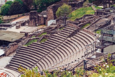 Lyon, France - May 11, 2019. Roman theatre - ancient structure in Lyon, Rhone, France clipart