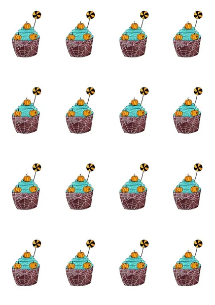Halloween süße Cupcakes isoliert auf weißem Hintergrund. — Stockfoto