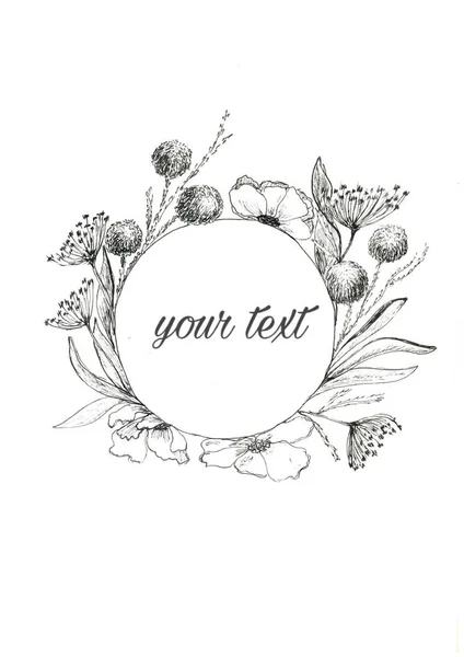 Floral Graphic Logo Hand Drawn Cute Floral Logo Template Sample — Stok fotoğraf